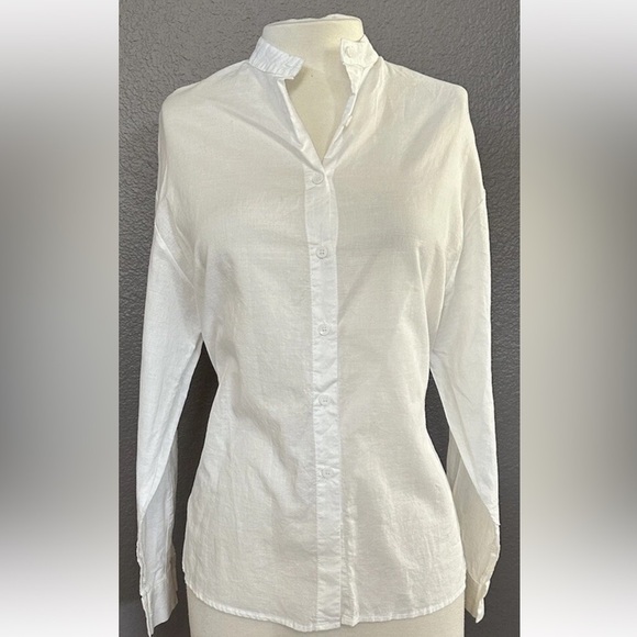 By Egreis Women's White Medium Long Sleeve Lightweight Sheer Classic Soft Shirt - Picture 6 of 6